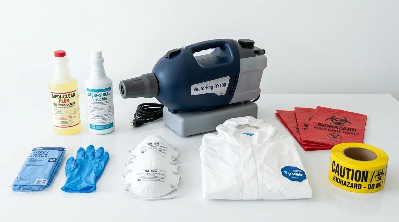 Professional biohazard remediation crew working in Potomac