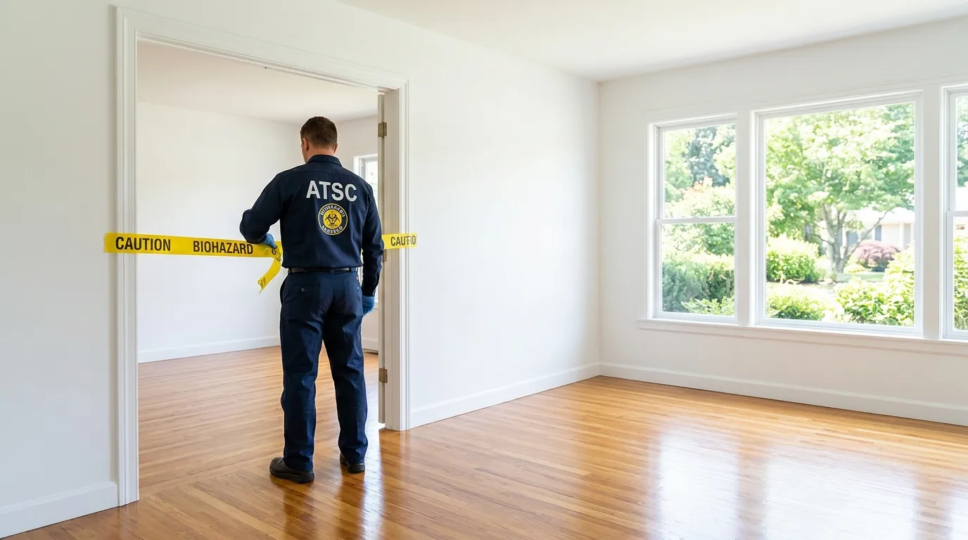 Certified biohazard cleanup crew performing Crime Scene Cleanup in Potomac